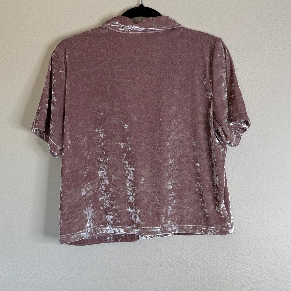 Marine Layer crushed velvet short sleeve blouse women’s medium blush EUC - Picture 3 of 3